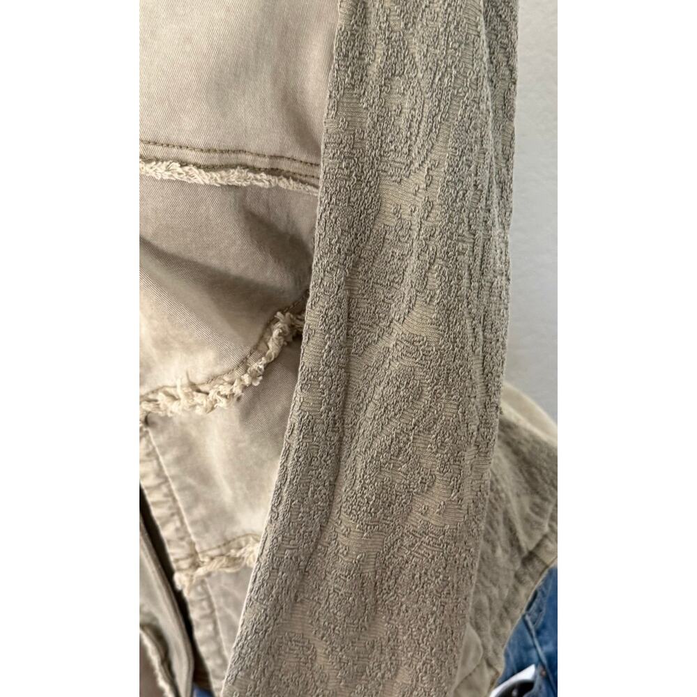 Free People Olive Utility Inspired Stretch Cotton Jacquard Jacket Medium - Picture 5 of 8